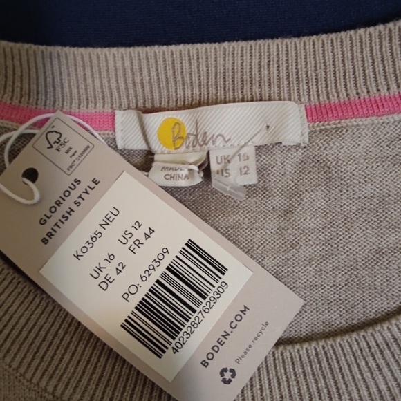 New 🆕 Boden Fine Wool Sweater With Gathered Shoulder, Size 12 - Picture 2 of 11